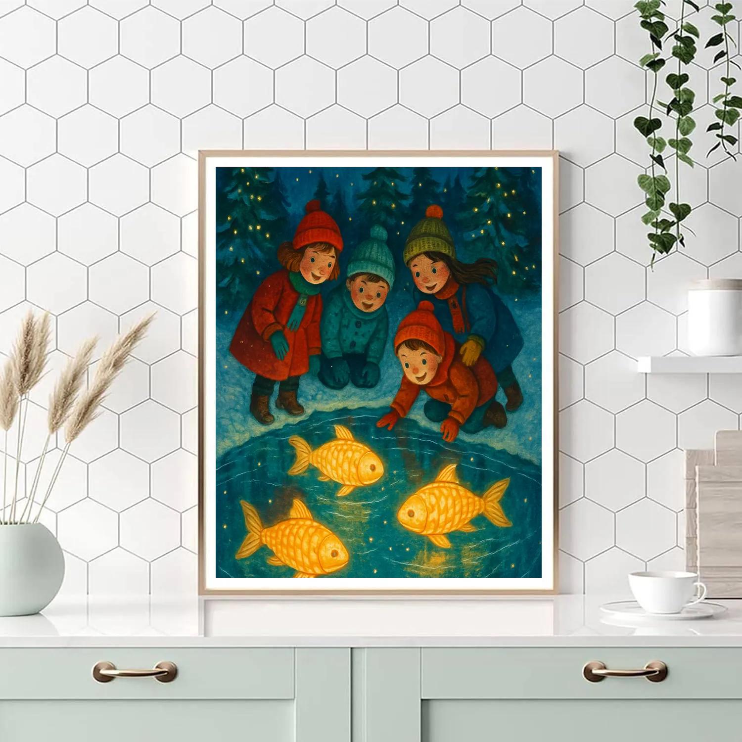 Winter Carousel Of Lantern Fish DIY paint by numbers