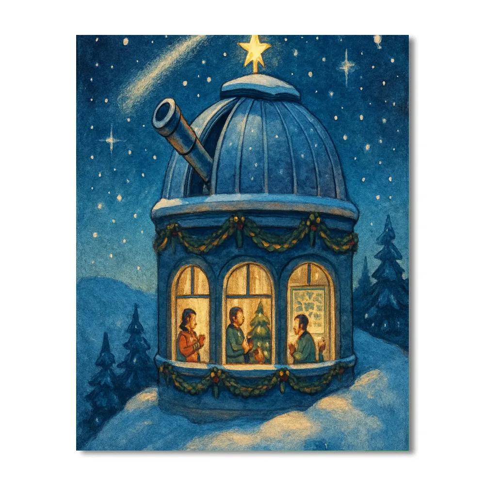 Christmas Observatory On The Ridge painting number kit