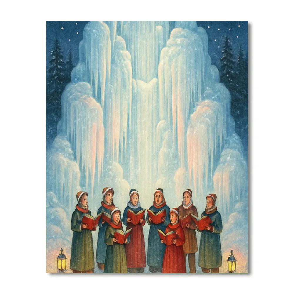 Frozen Waterfall Christmas Choir Painting by numbers kit
