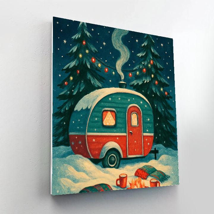 Snowbound Vintage Camper Christmas paint by color