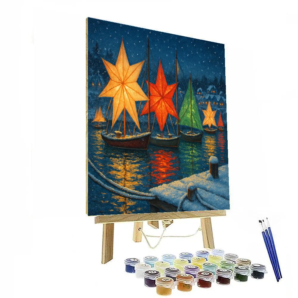 Christmas Harbor With Paper Sails painting number kit