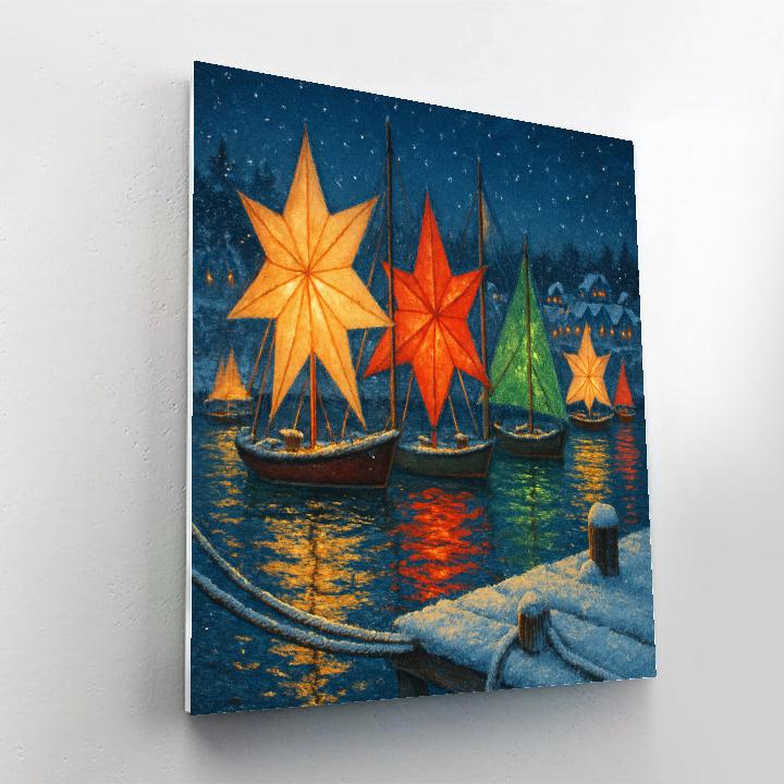 Christmas Harbor With Paper Sails painting number kit
