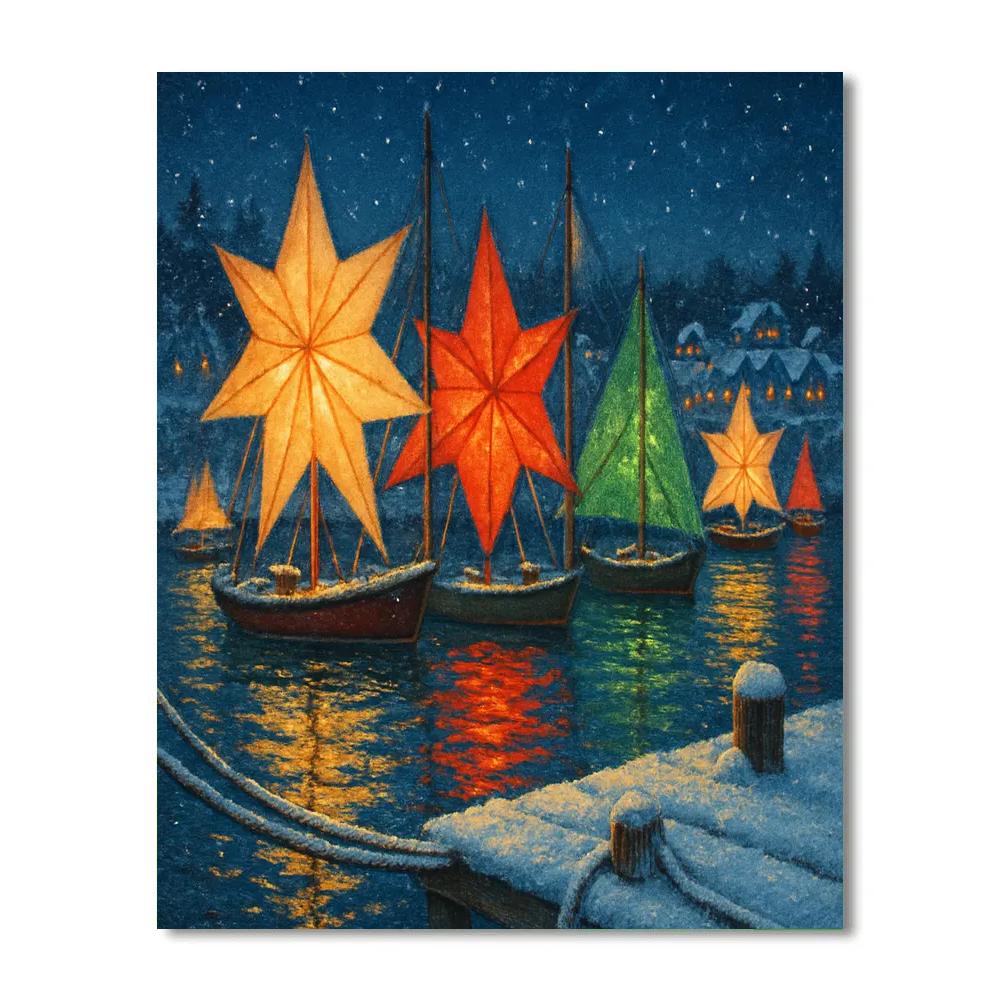 Christmas Harbor With Paper Sails painting number kit