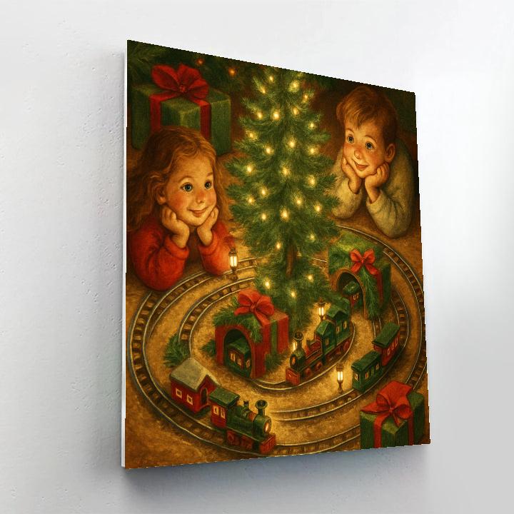 Christmas Carousel Of Toy Trains DIY paint by numbers