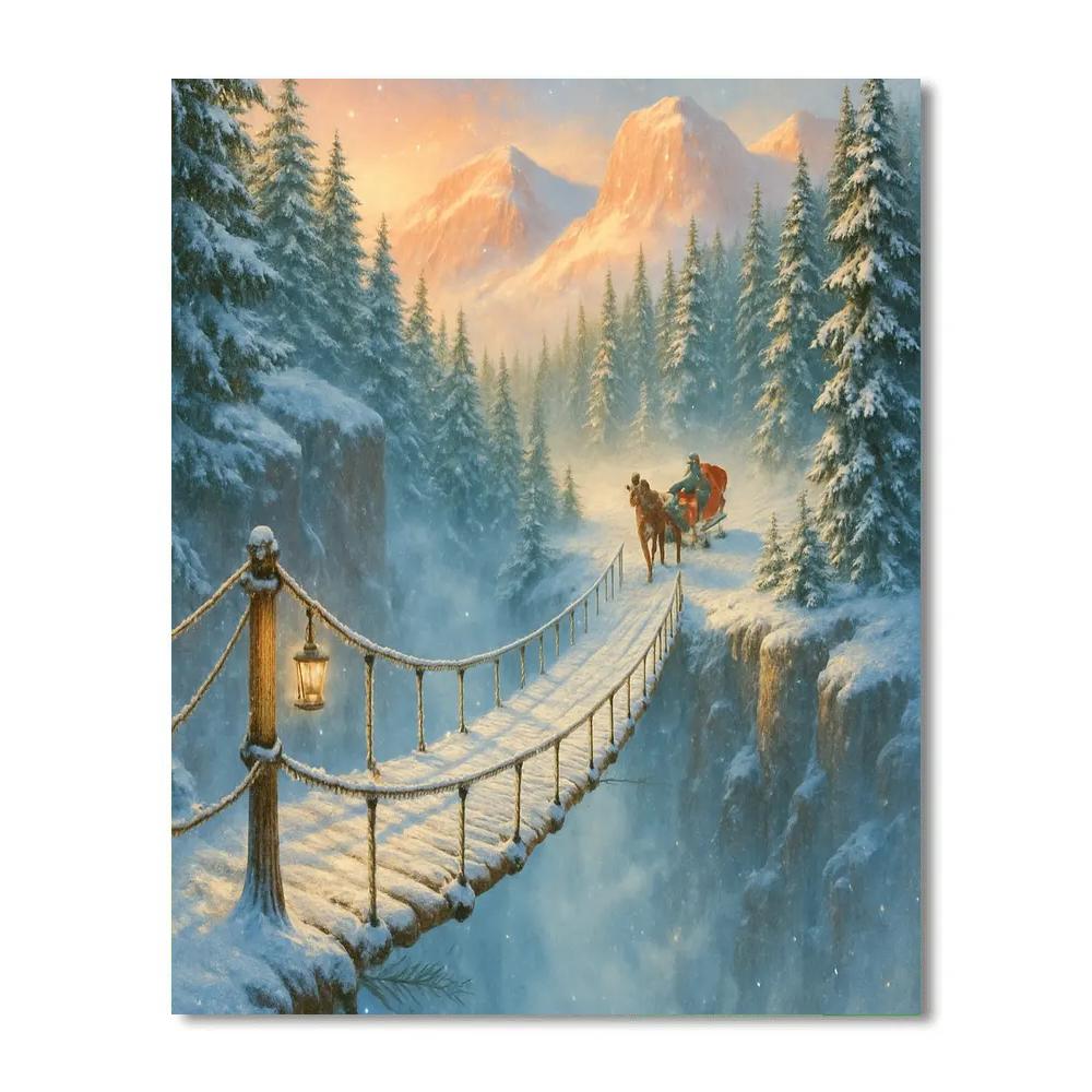 Snowy Canyon Sleigh Crossing Paint by numbers kits
