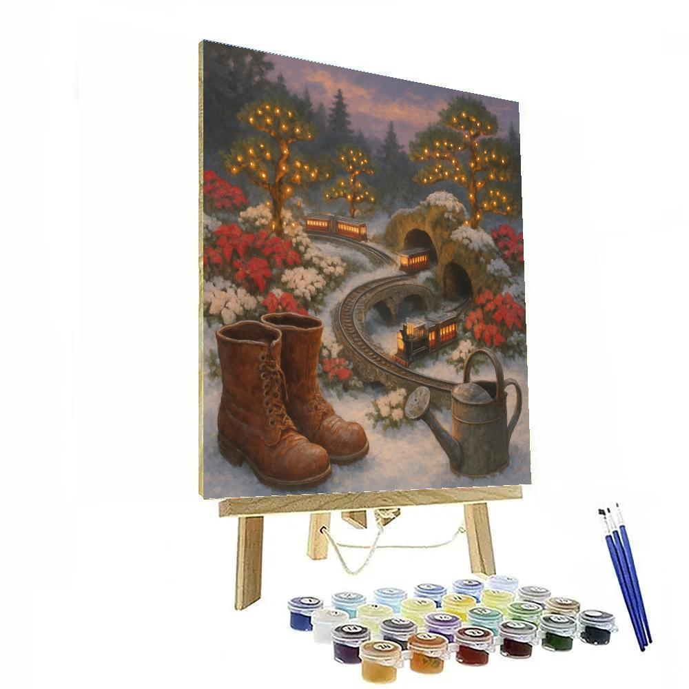 Christmas Garden Railway At Dusk Numbered painting kits