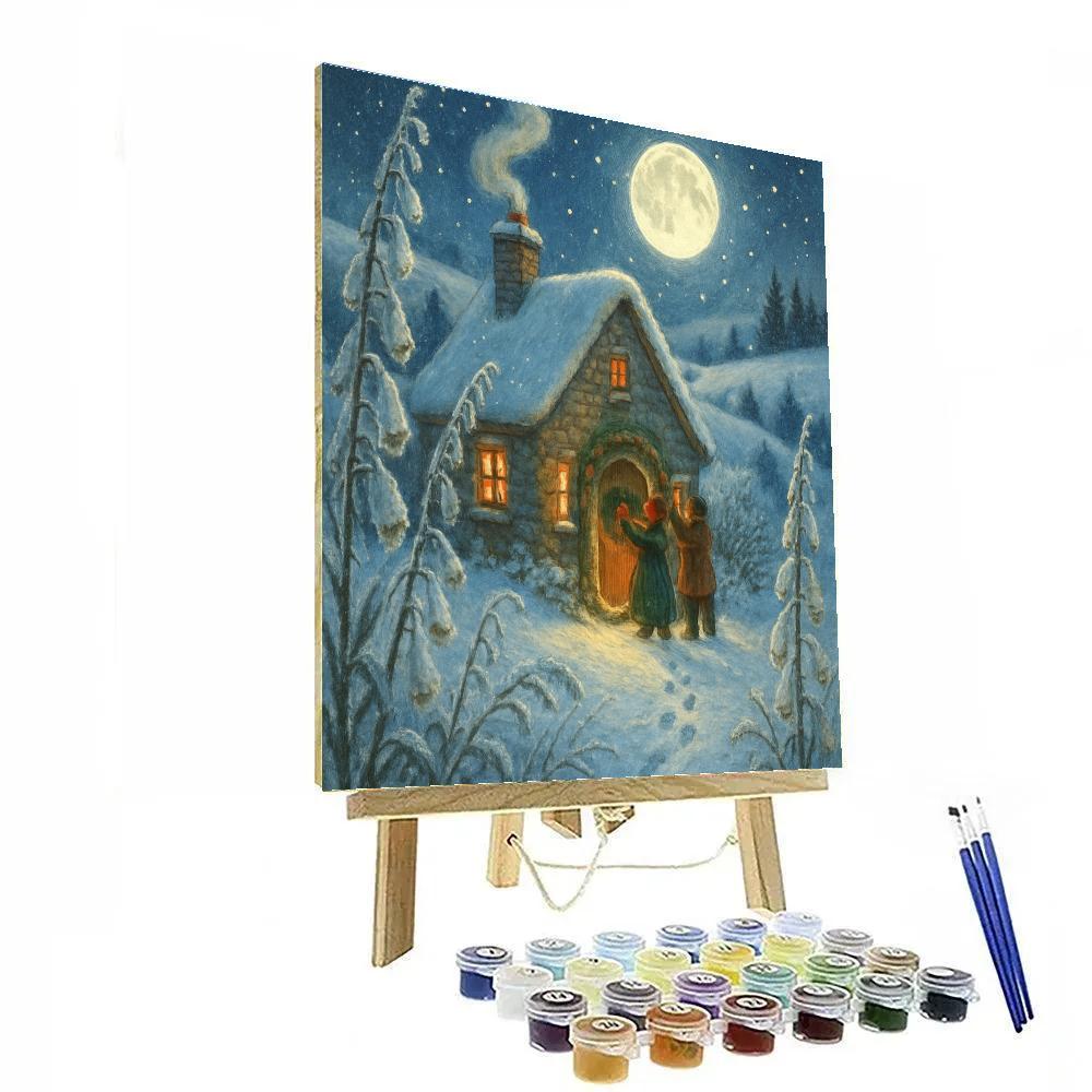 Moonlit Christmas Foxglove Cottage paint by numbers