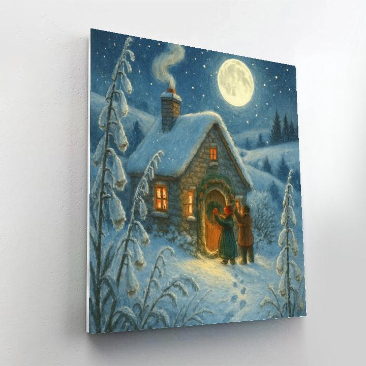 Moonlit Christmas Foxglove Cottage paint by numbers