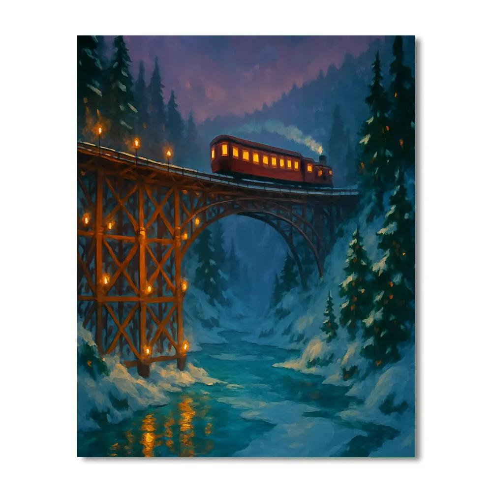 Christmas Lantern Railway Trestle Paint by numbers art