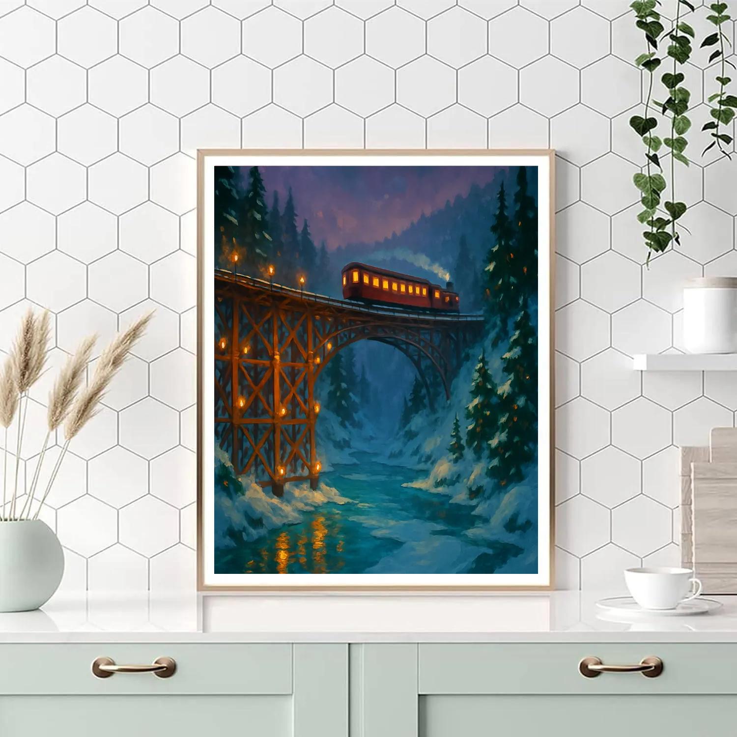 Christmas Lantern Railway Trestle Paint by numbers art