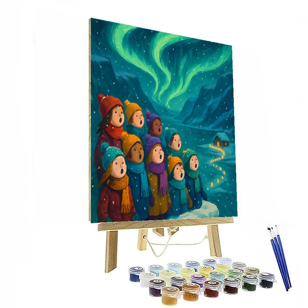 Aurora Choir Over Frozen Fjord paint by color