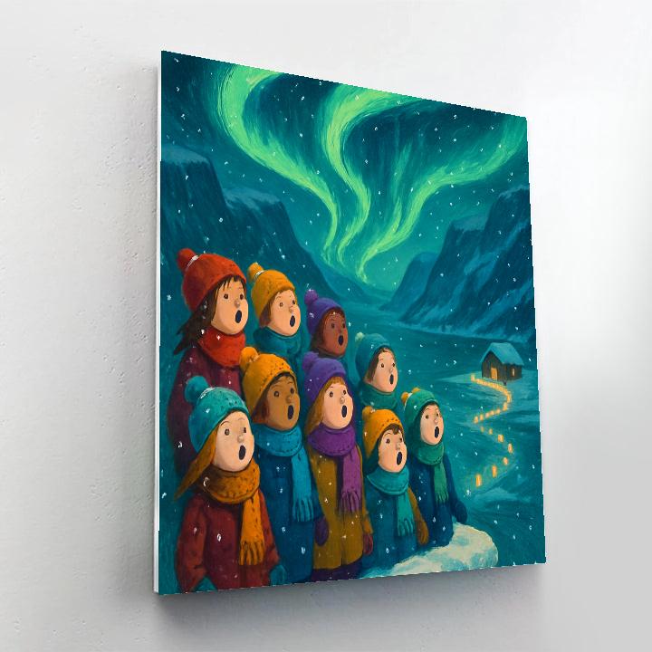 Aurora Choir Over Frozen Fjord paint by color