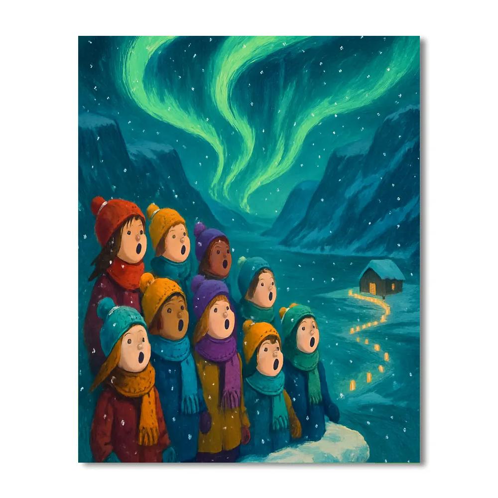 Aurora Choir Over Frozen Fjord paint by color