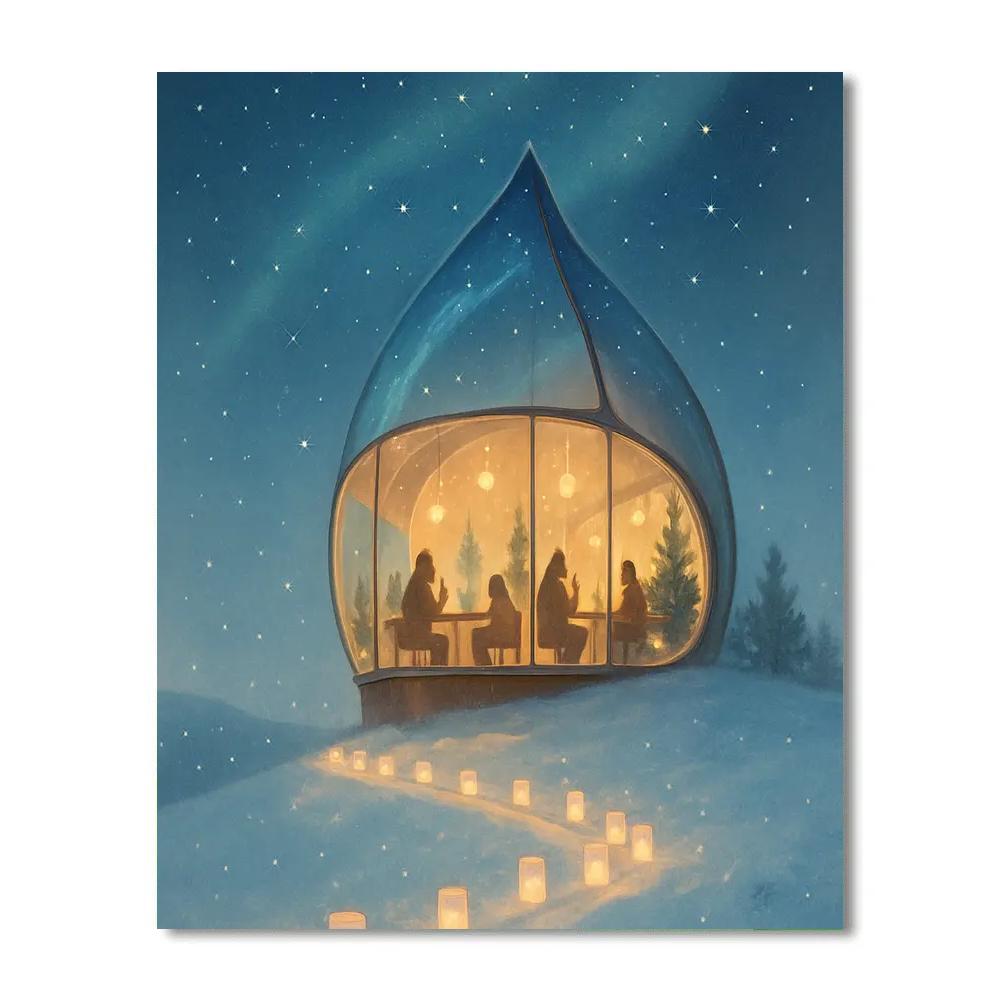 Starlit Christmas Raindrop Cafe paint by number