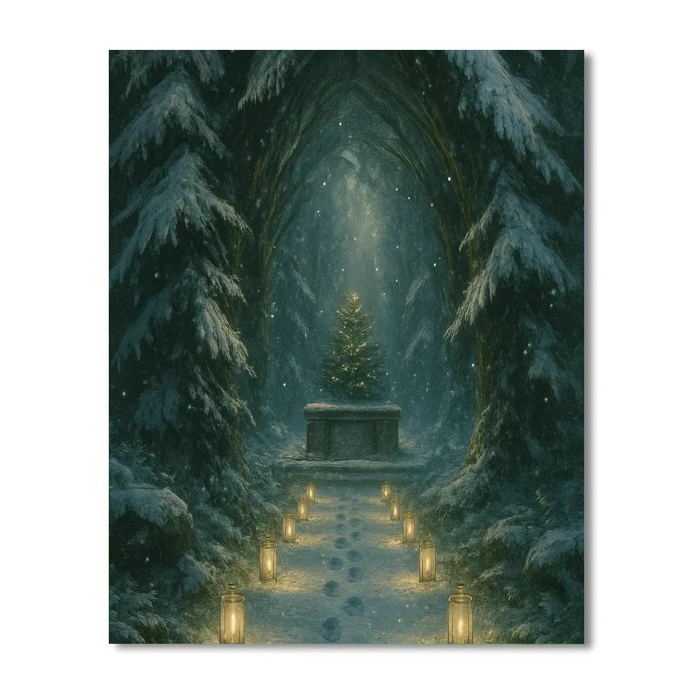 Frosted Christmas Cathedral Of Pines Numbered painting kits
