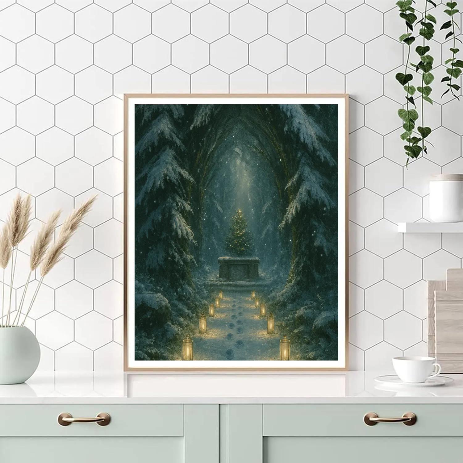 Frosted Christmas Cathedral Of Pines Numbered painting kits