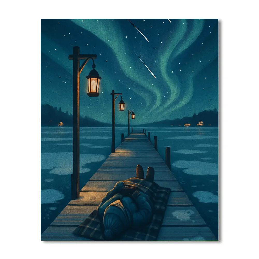 Christmas Stargazer On The Snowy Pier Paint by numbers kits