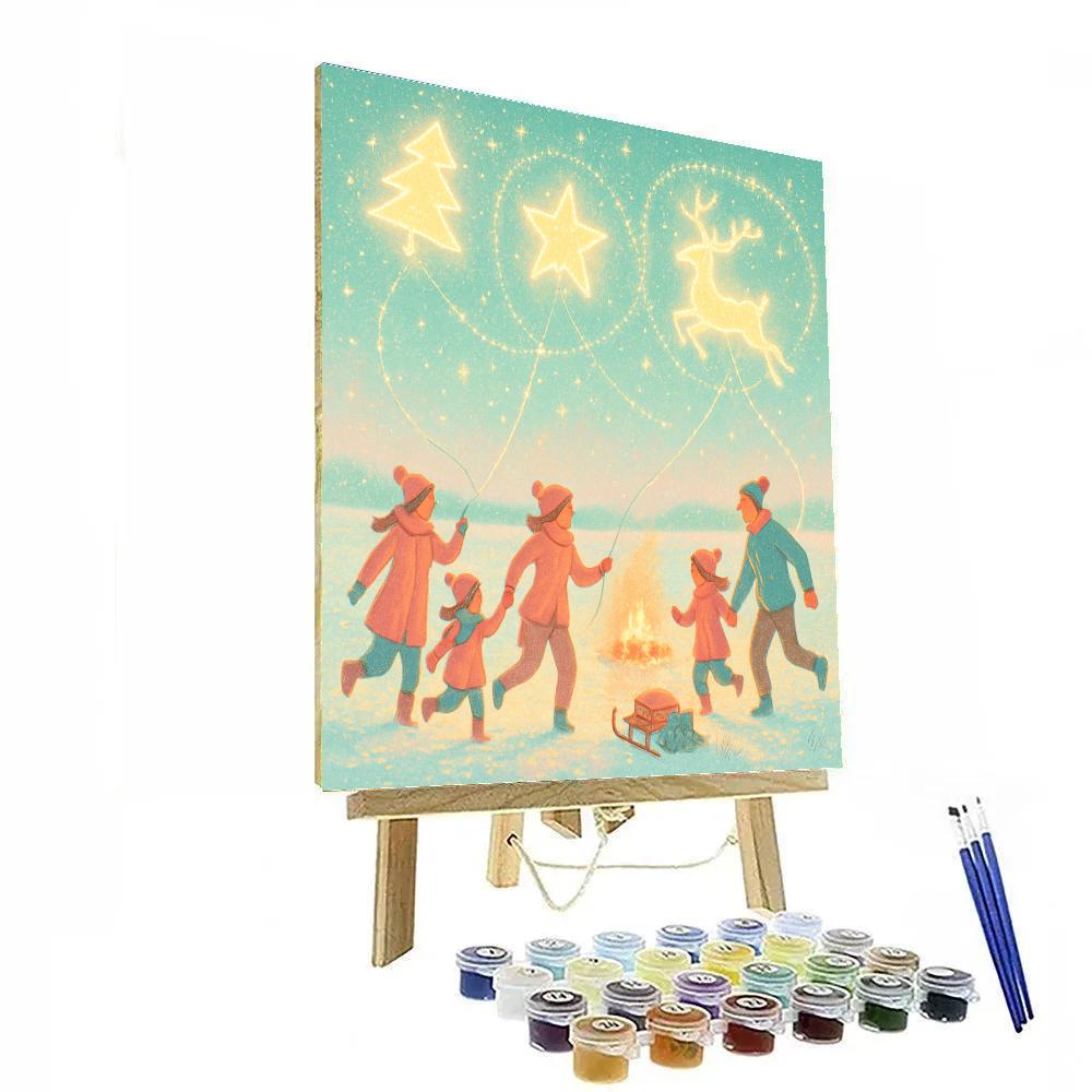 Snowy Carousel Of Christmas Kites Paint by numbers kits