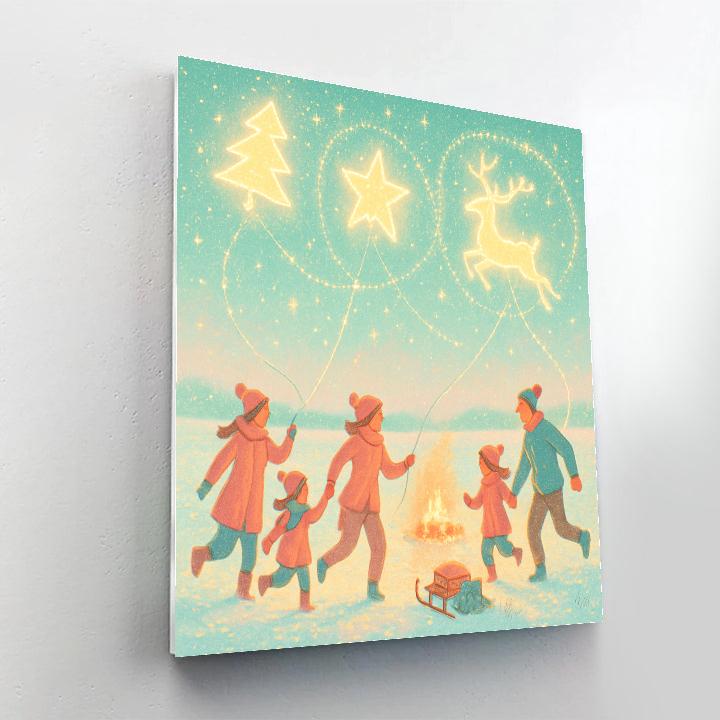 Snowy Carousel Of Christmas Kites Paint by numbers kits