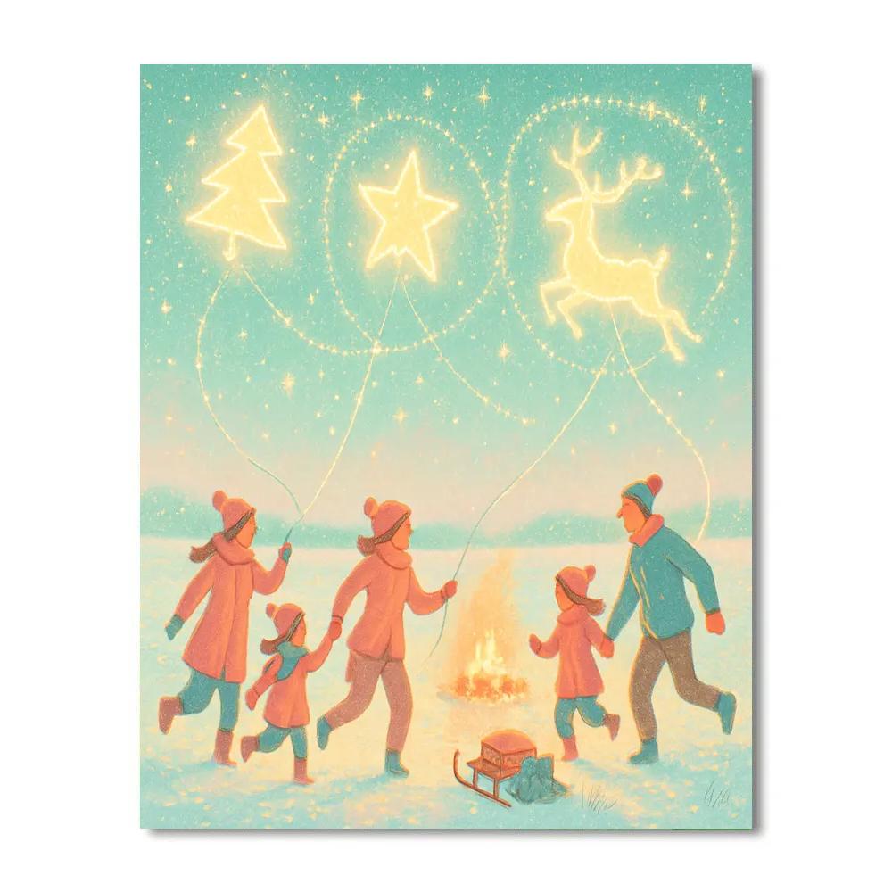 Snowy Carousel Of Christmas Kites Paint by numbers kits