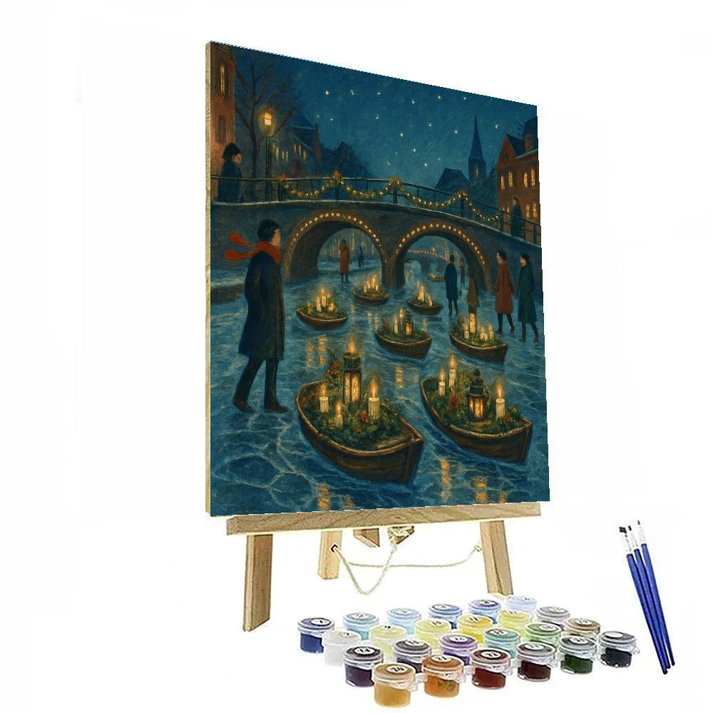 Christmas Candleboats On The Frozen Canal painting number kit