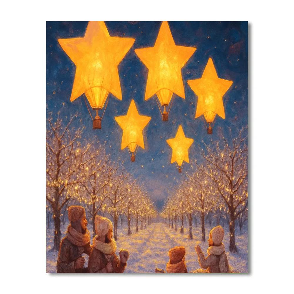 Christmas Star Orchard Hot Air Balloons Number painting