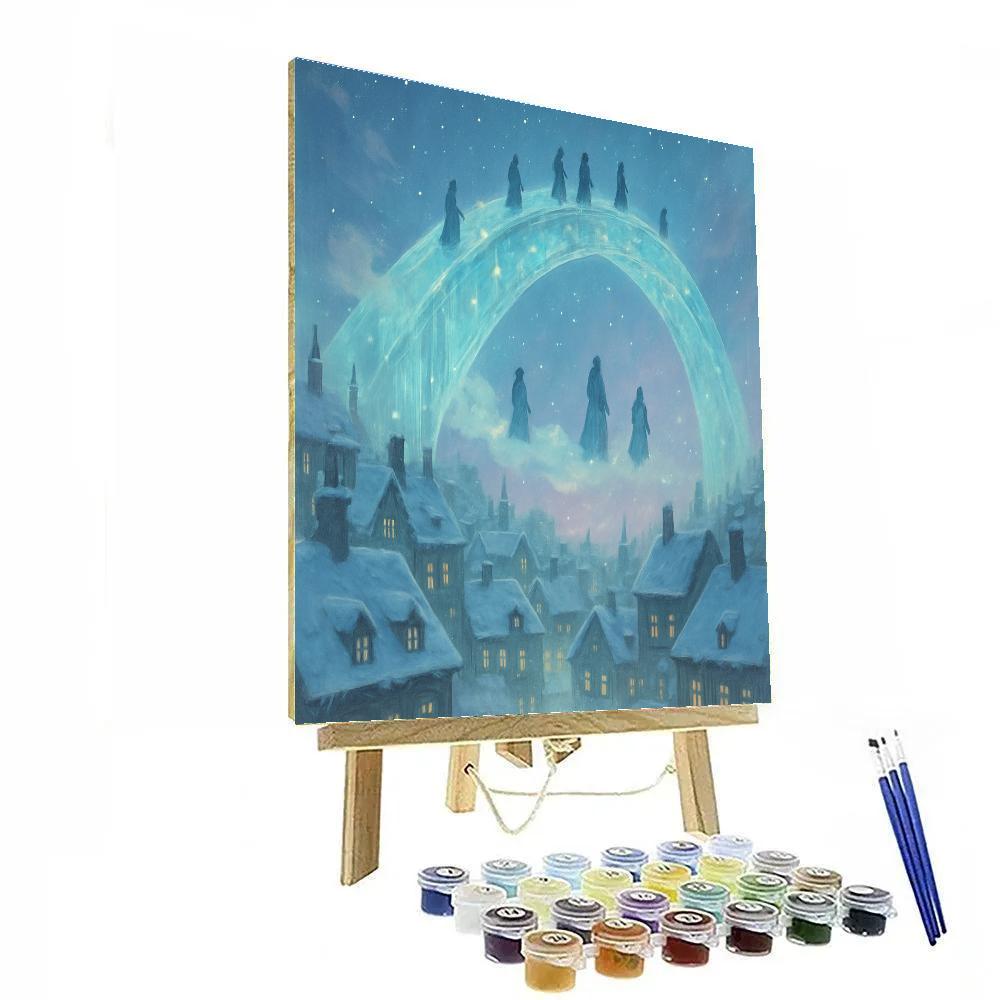 Christmas Sky Bridge Over The Town paint by color