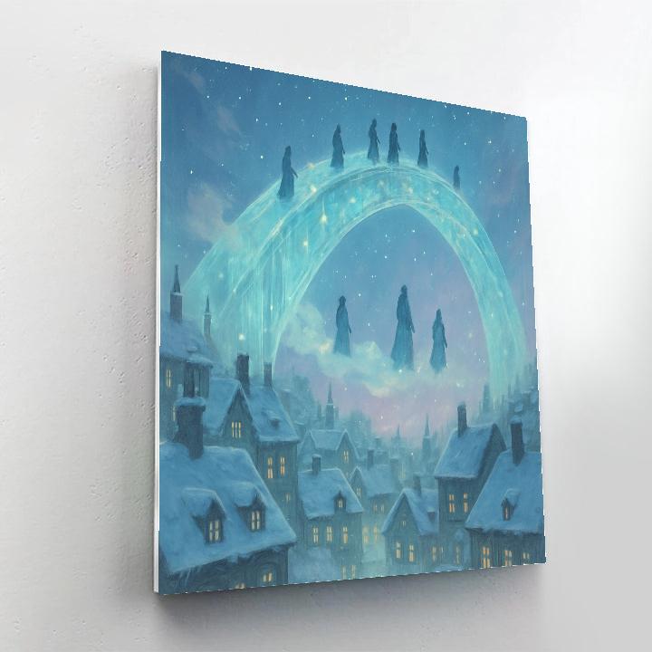 Christmas Sky Bridge Over The Town paint by color