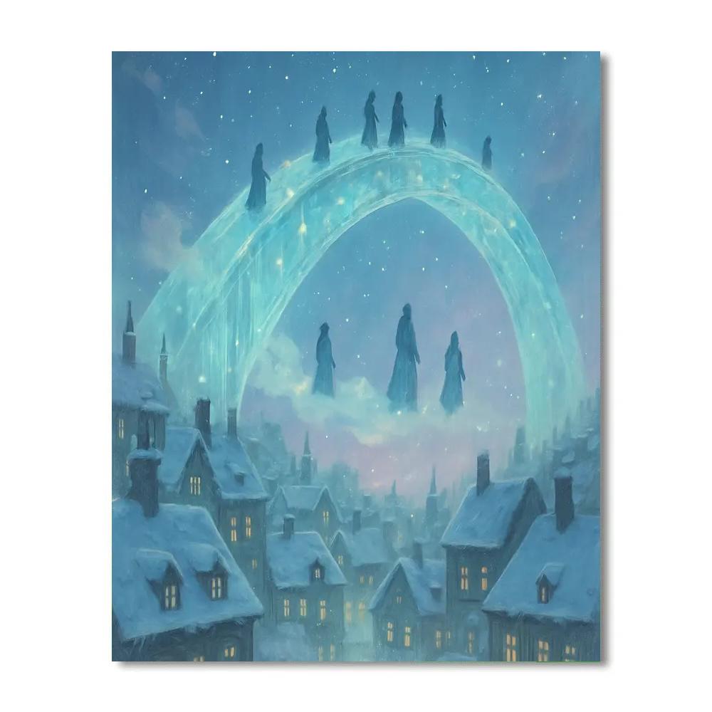 Christmas Sky Bridge Over The Town paint by color