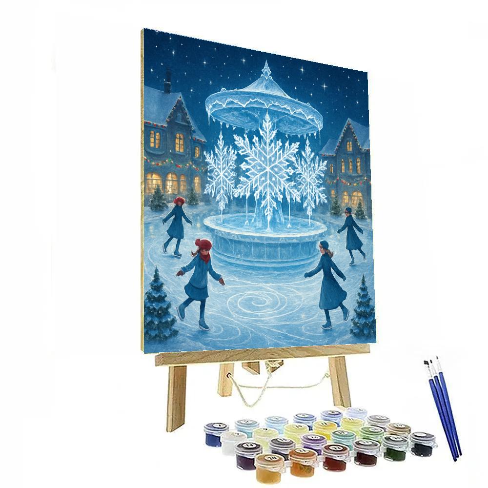 Snowflake Carousel In The Town Fountain Paint by numbers kits