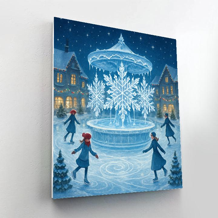Snowflake Carousel In The Town Fountain Paint by numbers kits