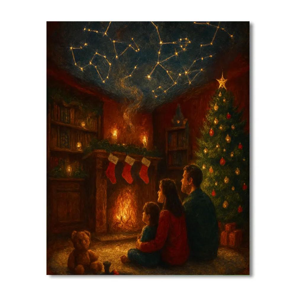 Fireplace Planetarium Christmas Eve paint by number