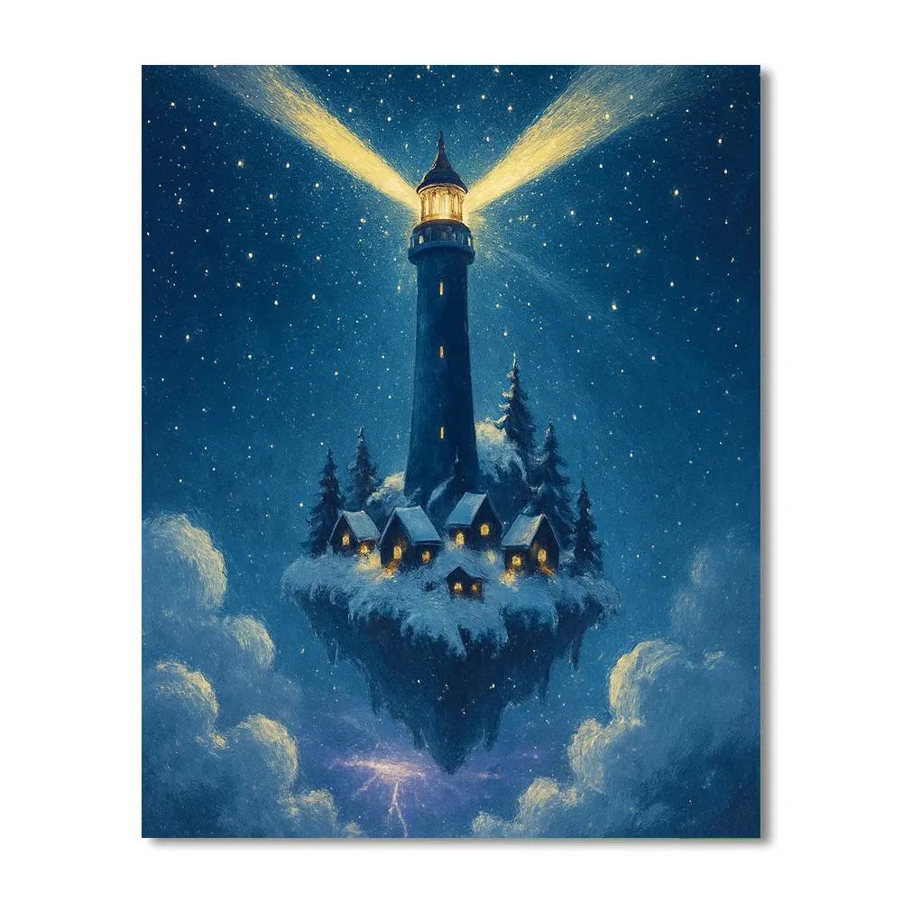 Christmas Lighthouse Above The Clouds DIY paint by numbers