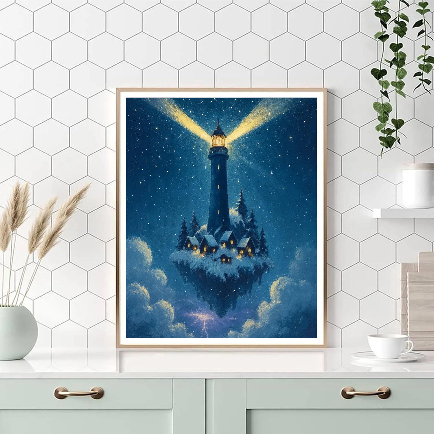 Christmas Lighthouse Above The Clouds DIY paint by numbers