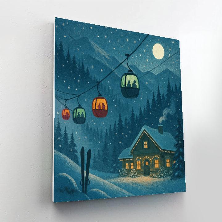 Ski Lift Christmas Constellation Line paint by color