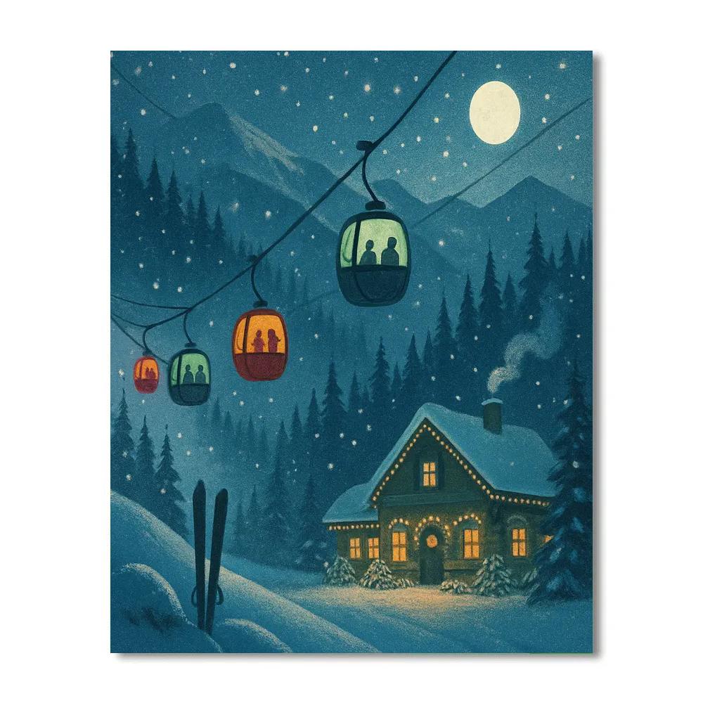 Ski Lift Christmas Constellation Line paint by color