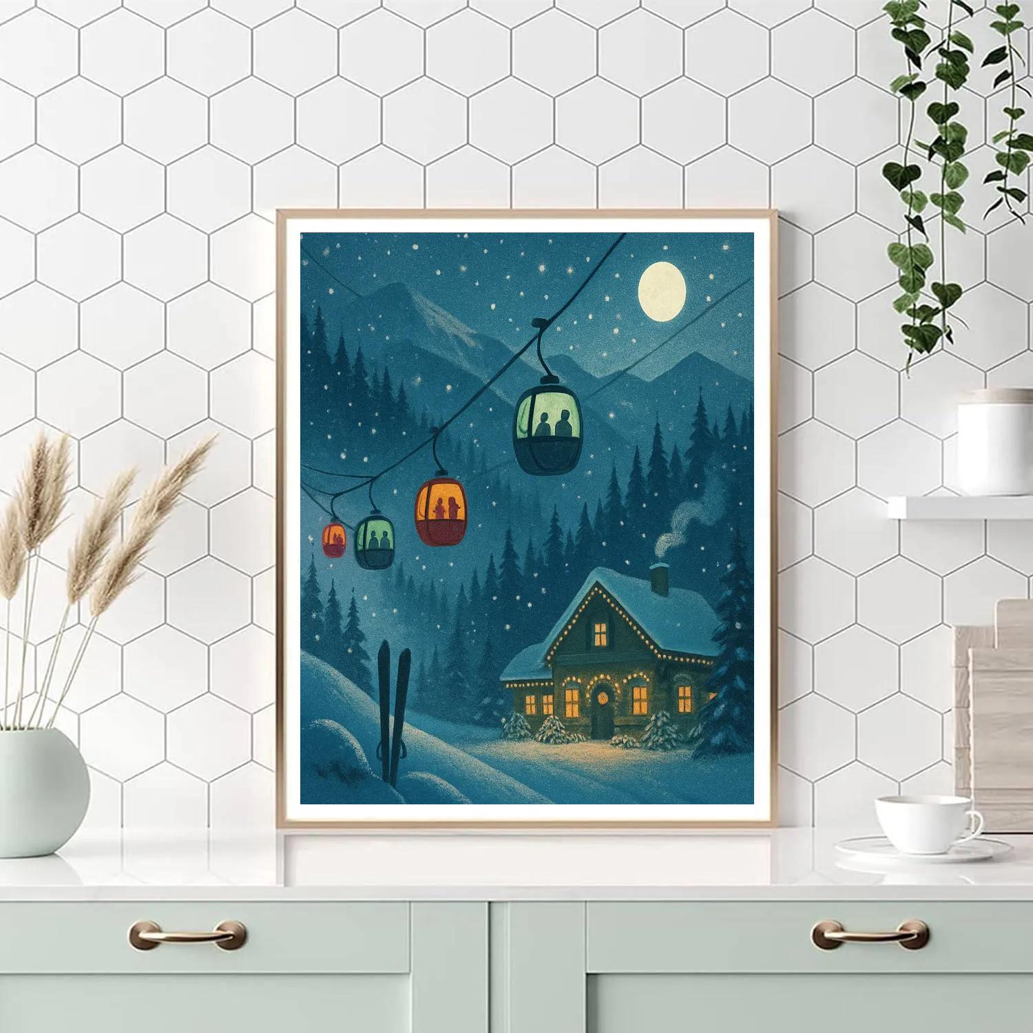 Ski Lift Christmas Constellation Line paint by color
