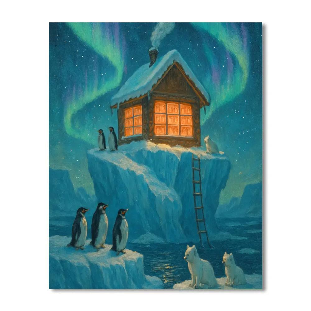 Christmas Polar Library On The Iceberg Painting by numbers kit