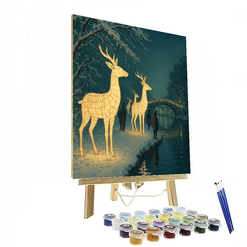 Christmas Night Carousel Of Paper Lantern Deer paint by numbers