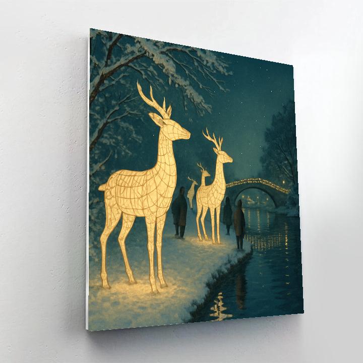 Christmas Night Carousel Of Paper Lantern Deer paint by numbers