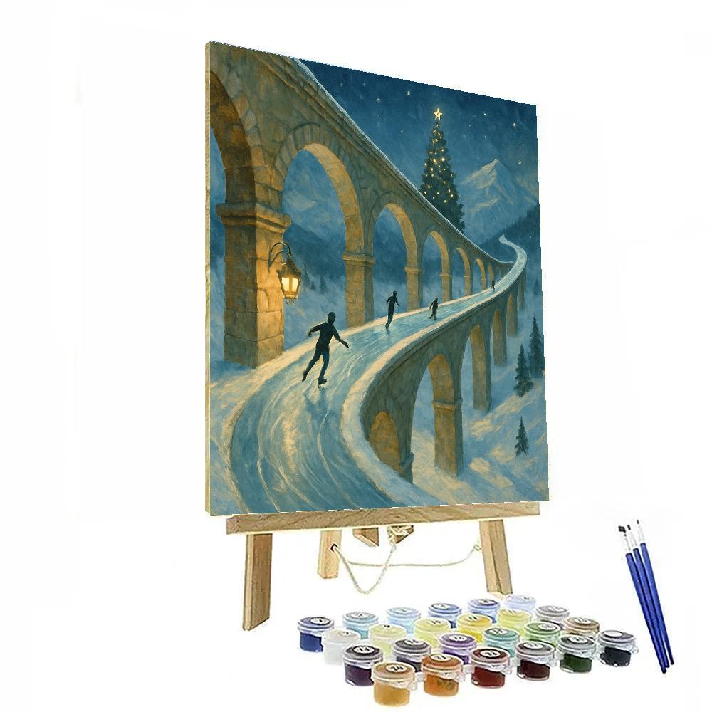 Ice Skaters On The Christmas Aqueduct Paint by numbers art