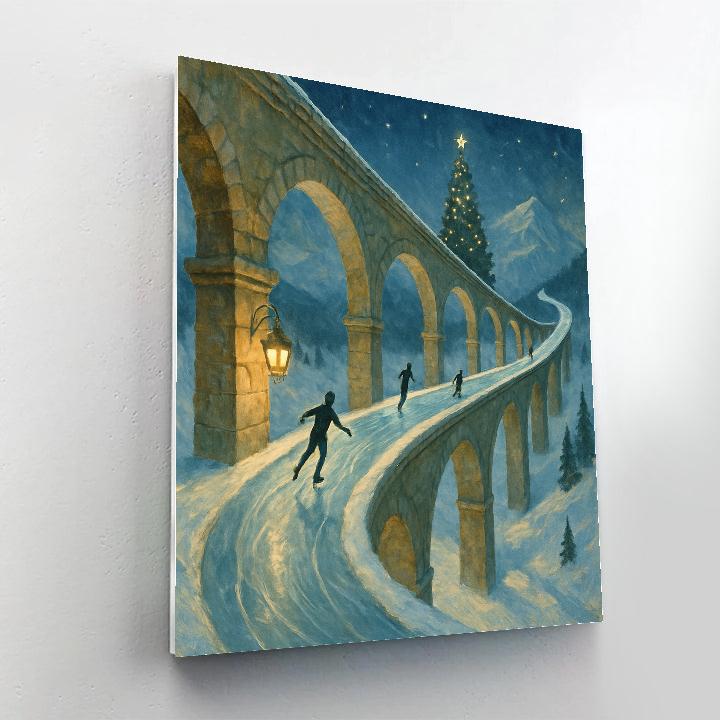 Ice Skaters On The Christmas Aqueduct Paint by numbers art