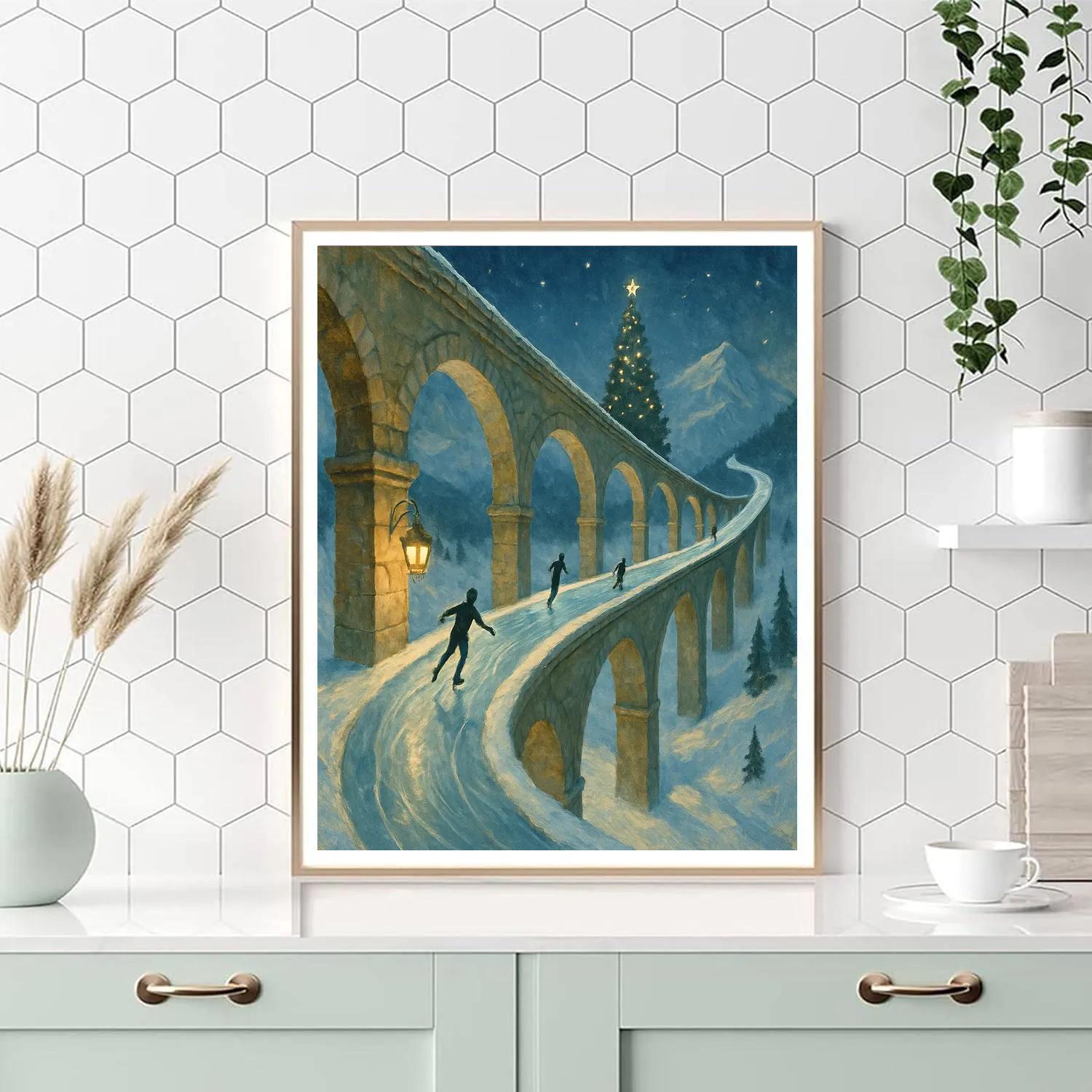 Ice Skaters On The Christmas Aqueduct Paint by numbers art