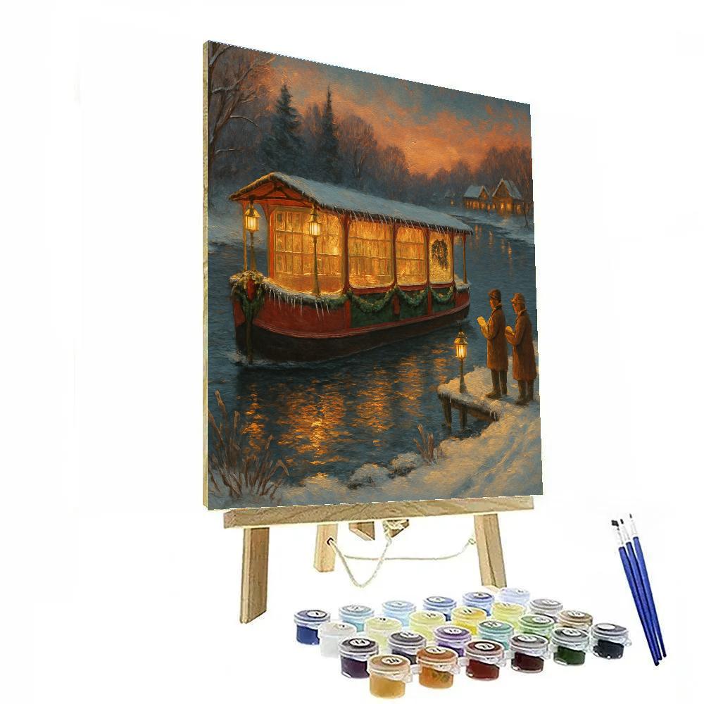 Christmas Lantern Library Barge painting number kit