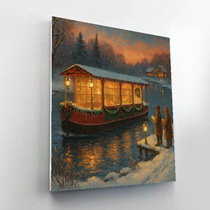 Christmas Lantern Library Barge painting number kit