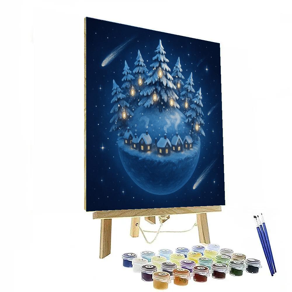 Christmas Planet Of Snowy Lantern Trees DIY paint by numbers