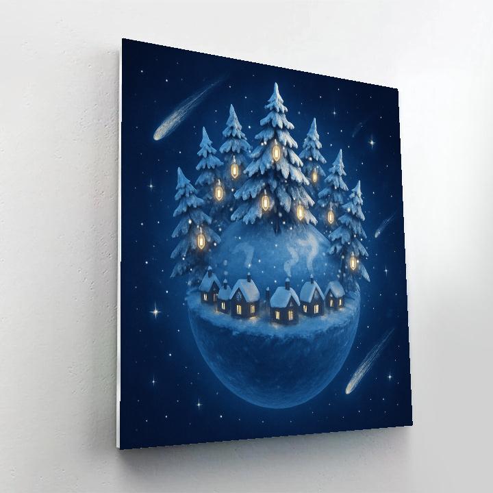 Christmas Planet Of Snowy Lantern Trees DIY paint by numbers