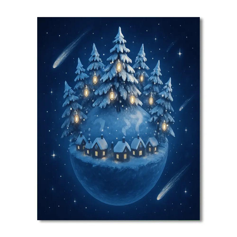 Christmas Planet Of Snowy Lantern Trees DIY paint by numbers