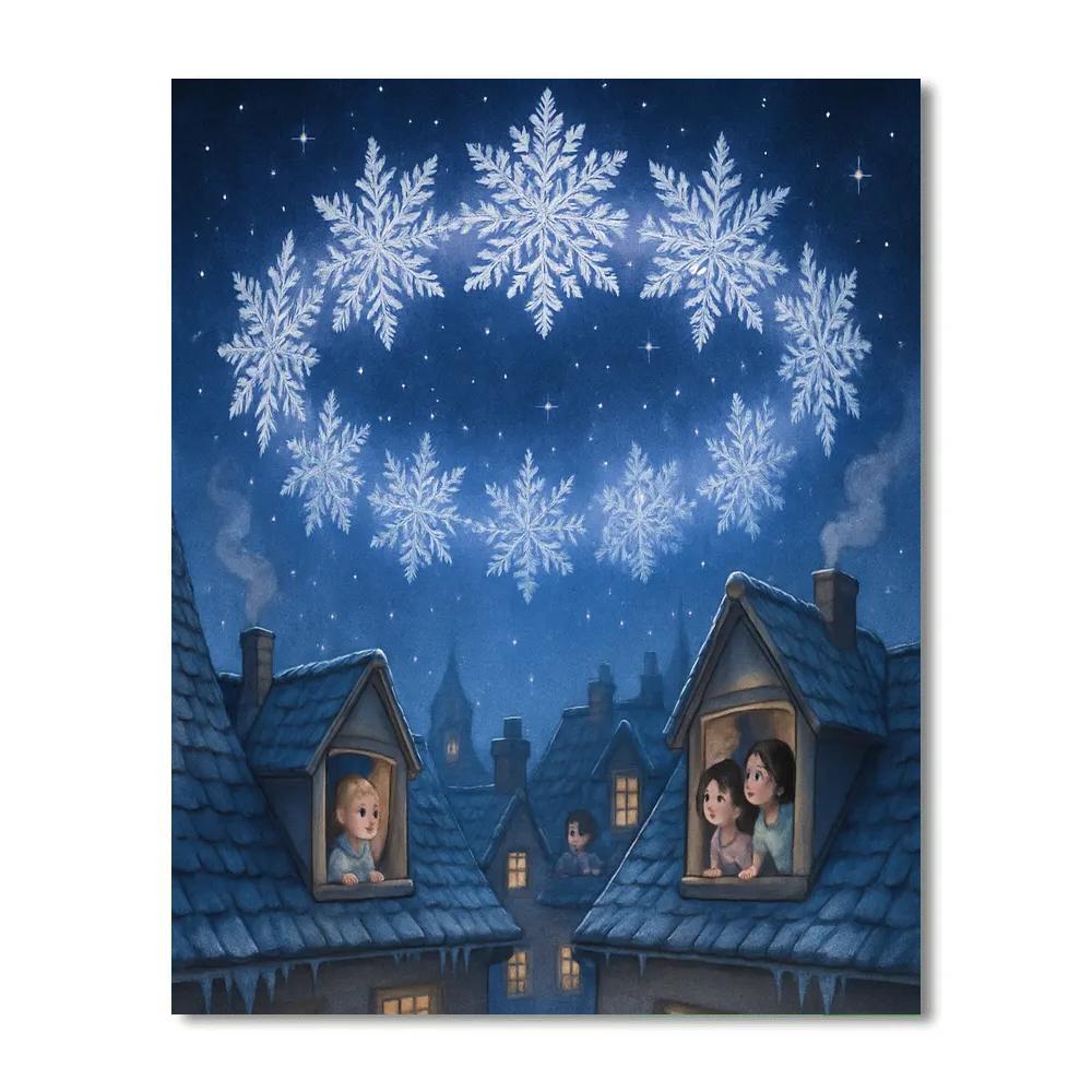 Snowflake Carousel Over The Rooftops DIY paint by numbers