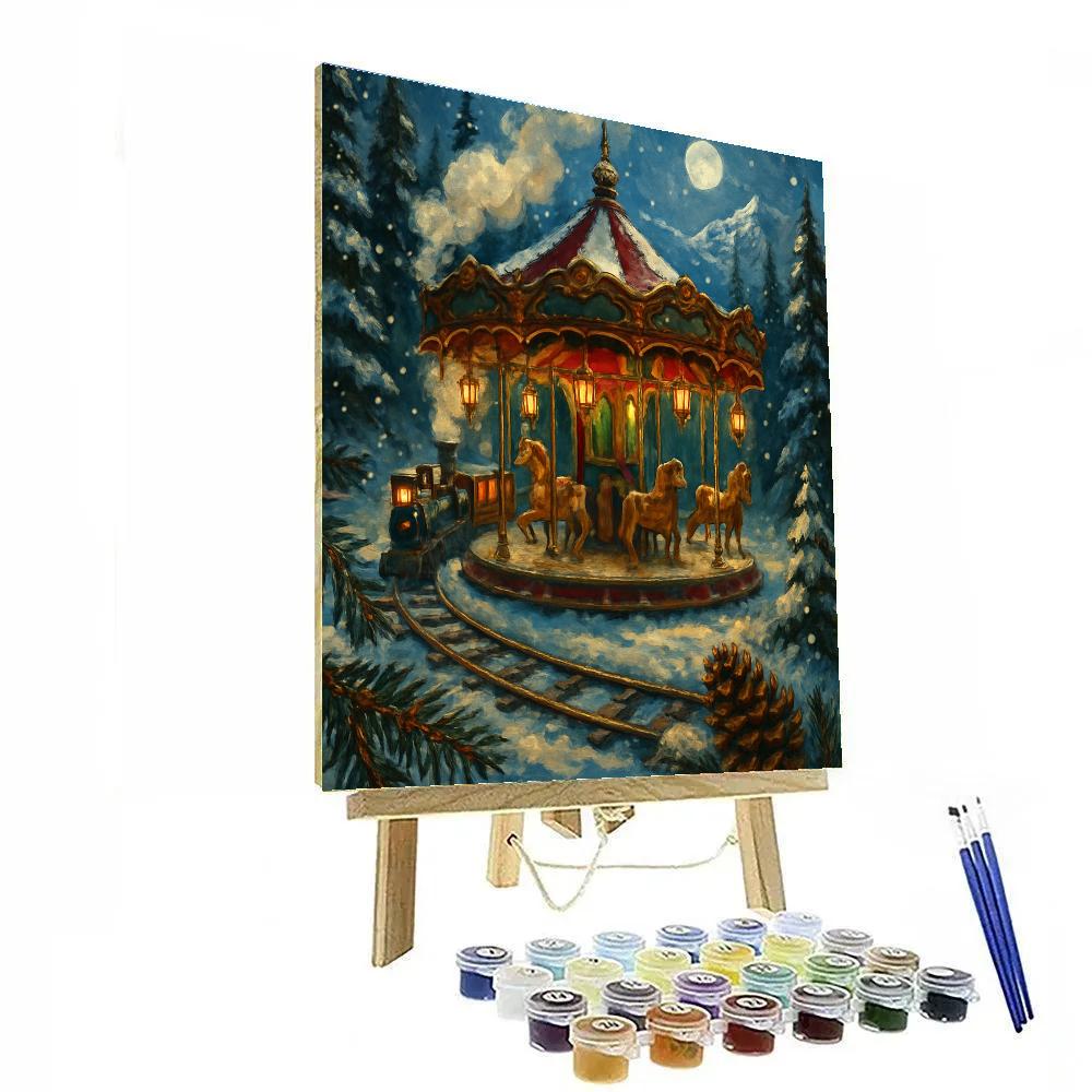 Frozen Carousel Train At Pine Pass Paint by numbers kits